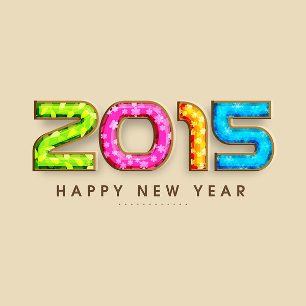 Happy New Year 2015 celebration with stylish text.