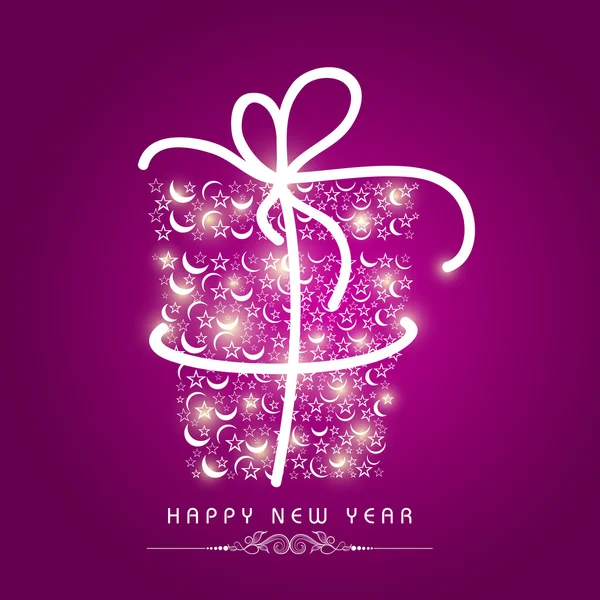 Célébration du Nouvel An avec boîte cadeau . — Image vectorielle