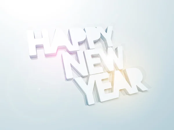 Twórczej pracy tekst szczęśliwego nowego roku na błyszczącym tle niebieski. — Wektor stockowy