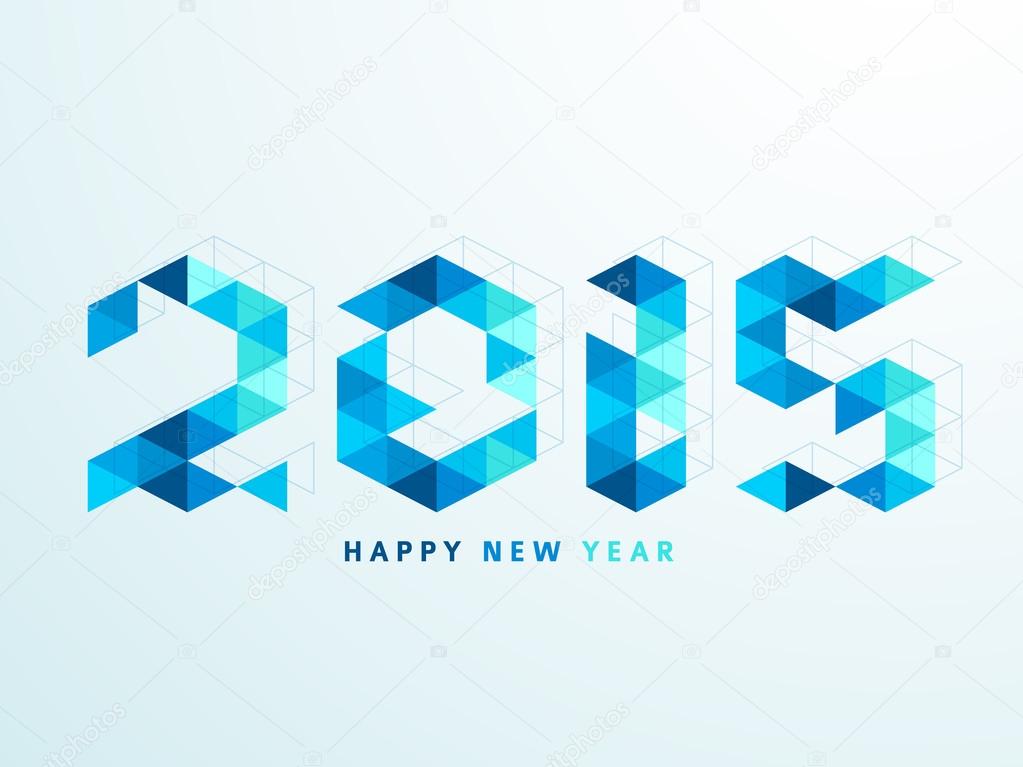 Happy New Year 2015 celebration with stylish text.