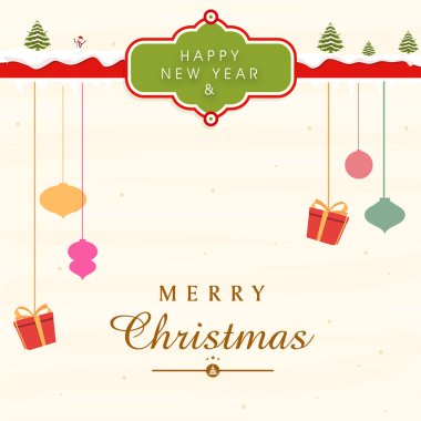 Poster, afiş ve yeni yıl ve neşeli Noel kartı.