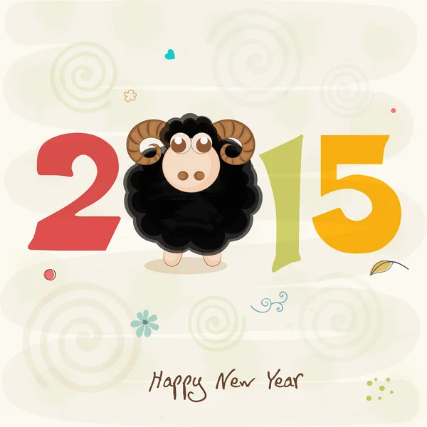 Happy New Year 2015 poster with sheep. — Stock Vector