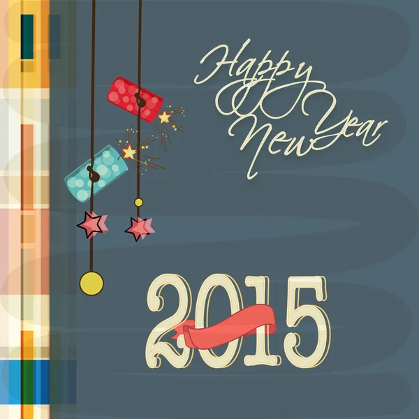 Stylish greeting card of Happy New Year 2015. — Stock Vector