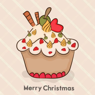 Neşeli Noel kutlama poster kek ile.