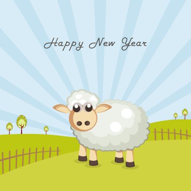 Koyun mutlu yeni yıl kutlamaları.