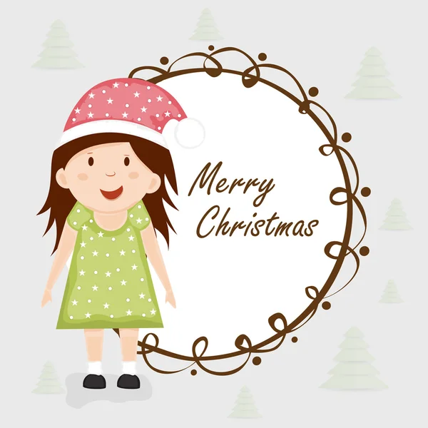 Celebration of Merry Christmas with little cute girl. — Stock Vector