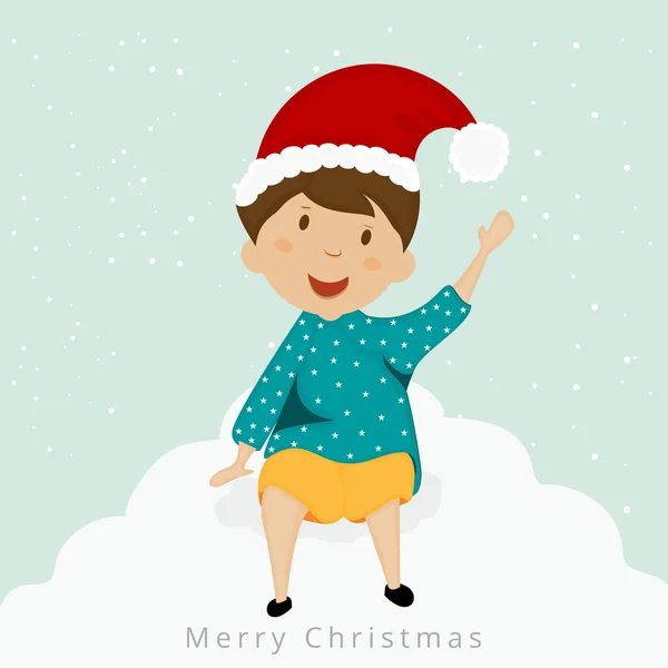 Neşeli Noel kutlama Festivali ile dans eden çocuk. — Stok Vektör