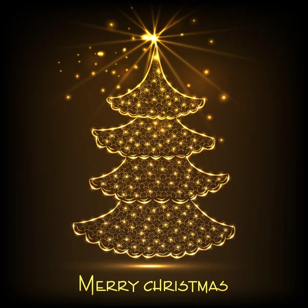 Merry Christmas celebration with x-mas tree. — Stock Vector
