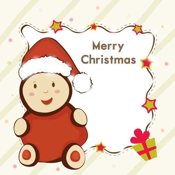 Joyeux Noël fête carte de voeux avec dessin animé du Père Noël . — Image vectorielle
