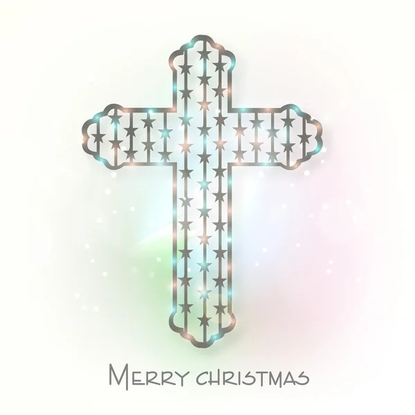 Merry Christmas celebration met christelijke kruis. — Stockvector