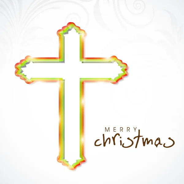 Merry Christmas celebration with christian cross. — Stock Vector