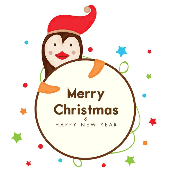 Joyeux Noël et Bonne Année avec autocollant, tag — Image vectorielle