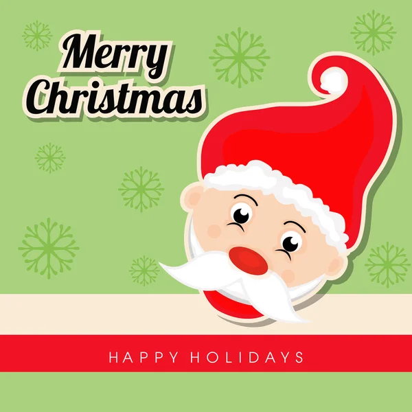 Merry Christmas poster design with Santa face. — Stock Vector