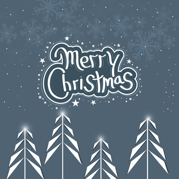 Merry Christmas celebration poster with fir tree design.