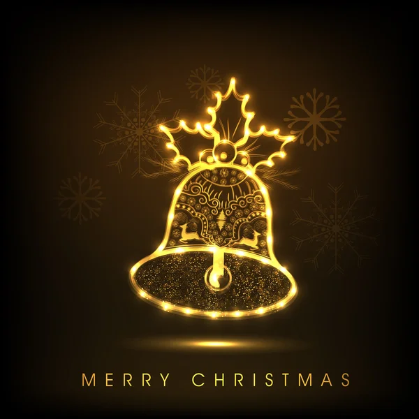 Brillante campana de jingle de oro para la celebración de Feliz Navidad . — Archivo Imágenes Vectoriales