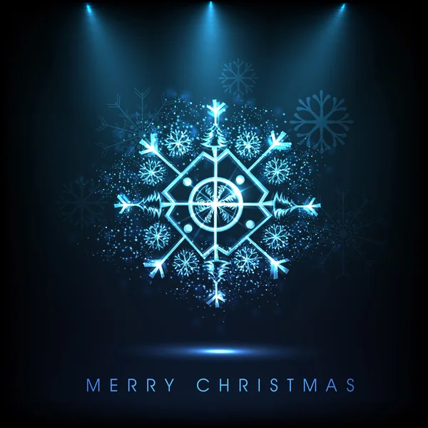 光沢のある雪の結晶をメリー クリスマス ポスター. — ストックベクタ