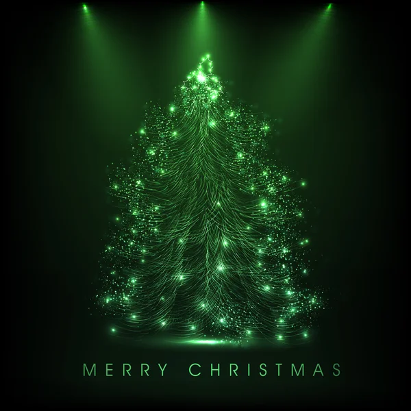 Chritmas 時お祝いの光沢のあるグリーン クリスマス ツリー. — ストックベクタ