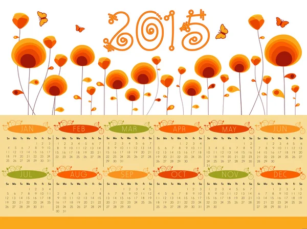 Stylish beautiful 2015 Year calendar design. — Stock Vector