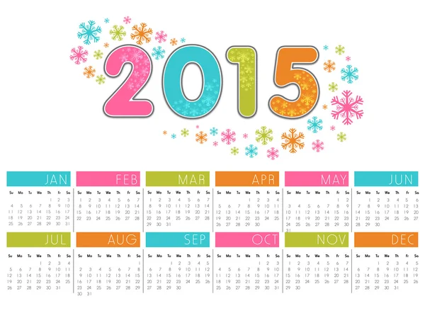 Colorful stylish 2015 Year calendar design. — Stock Vector