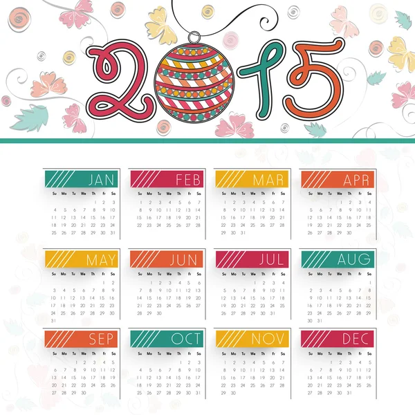 Vacker 2015 års kalender design. — Stock vektor