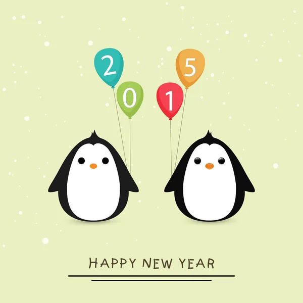 Bonne année célébration avec pingouin . — Image vectorielle