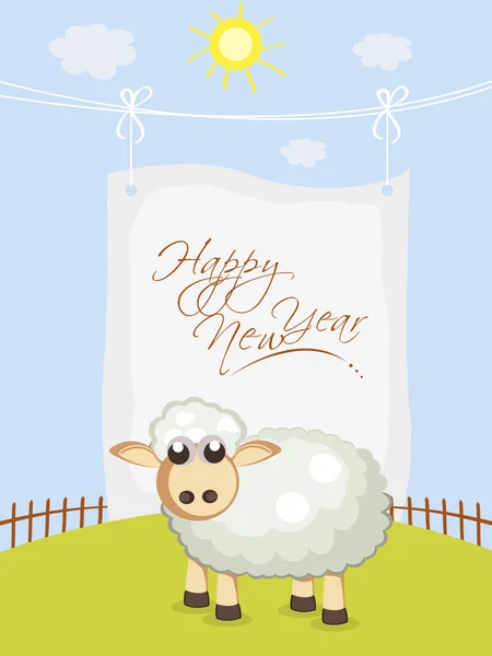 Viering van Happy New Year van schapen. — Stockvector