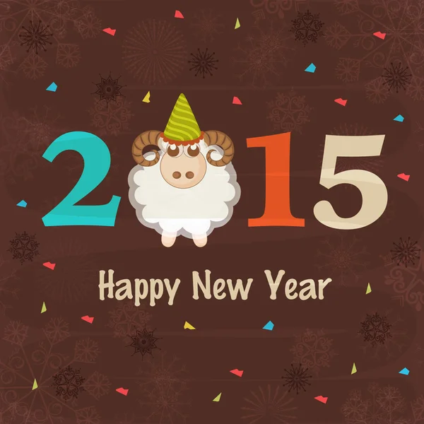 Happy New Year 2015 with sheep for chinese year of goat. — Stock Vector