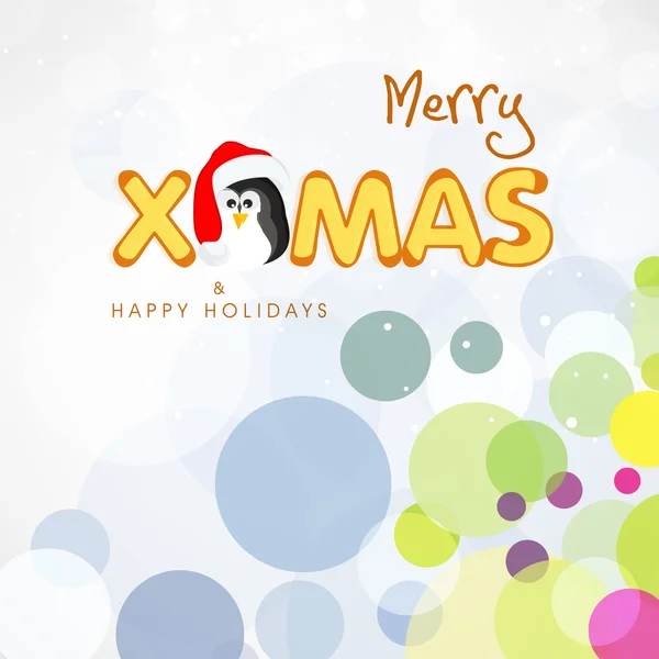 Merry Christmas and Happy Holidays celebrations with penguin. — Stock Vector