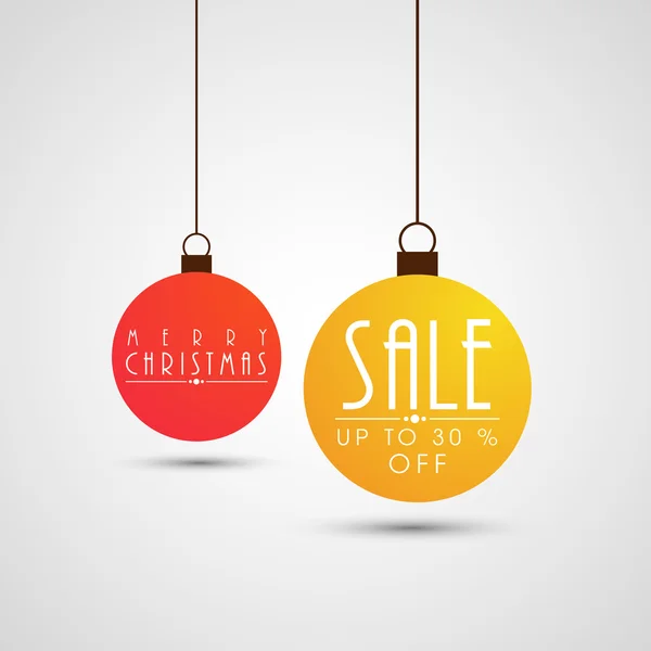 Sale text on hanging christmas ball for Christmas celebration. — Stock Vector