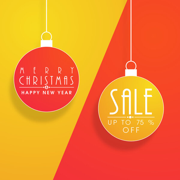 Sale text on hanging christmas ball for Christmas celebration.