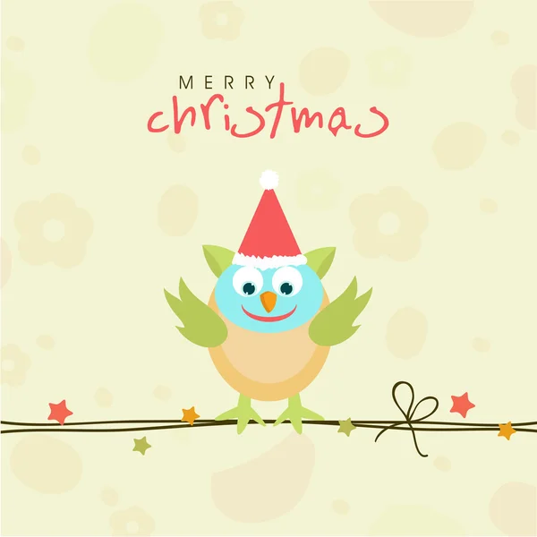 Merry Christmas celebration concept with cute love bird in santa — Stock Vector