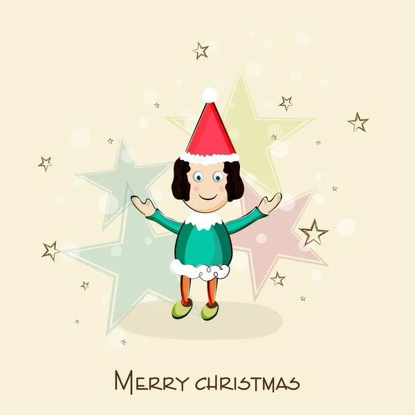 Merry Christmas celebration concept with little girl in santa ca — Stock Vector