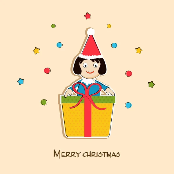 Merry Christmas celebration concept with little girl in santa ca — Stock Vector