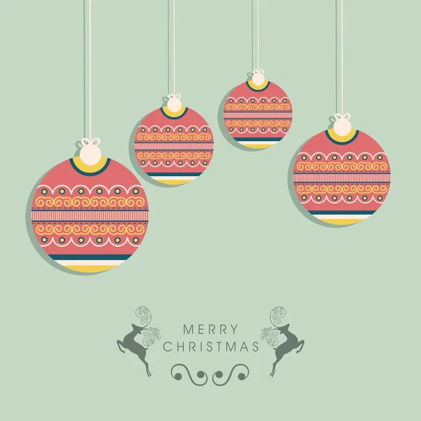 Joyeux Noël fête avec boule suspendue . — Image vectorielle