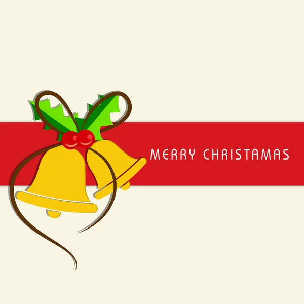Feliz Navidad tarjeta de felicitación celebración con campana de jingle . — Archivo Imágenes Vectoriales