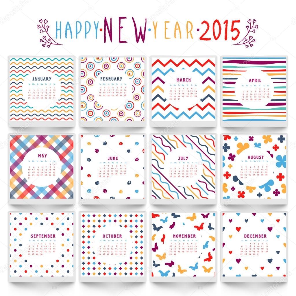 Stylish 2015 Year calendar design.