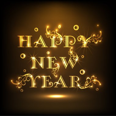 Mutlu yeni yıl 2015 kutlama afiş tasarımı ile parlak metin.