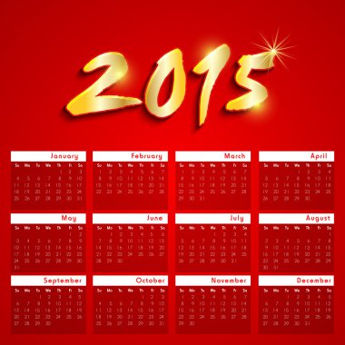Yeni yıl kutlamaları takvimi 2015'in tasarımı.