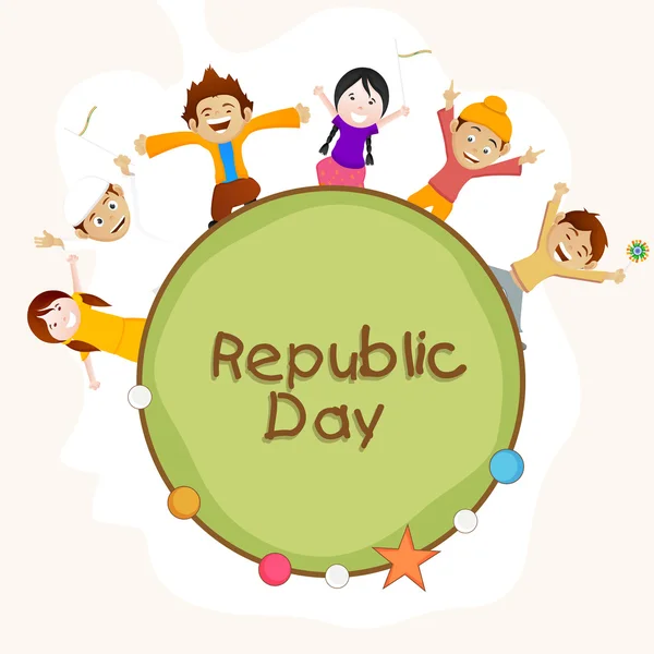 Conceito de celebração do Dia da República com crianças bonitos . — Vetor de Stock