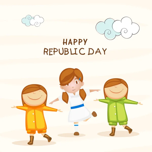 Concept de célébration Happy Republic Day avec des enfants mignons . — Image vectorielle