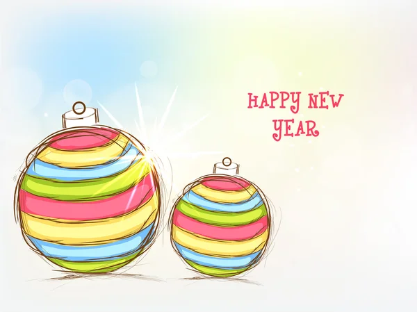 Bonne année fête avec des boules de Noël . — Image vectorielle