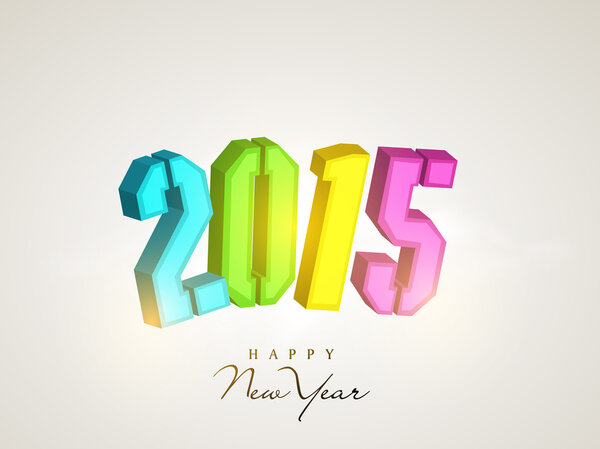 New Year celebration with colorful 2015 text.