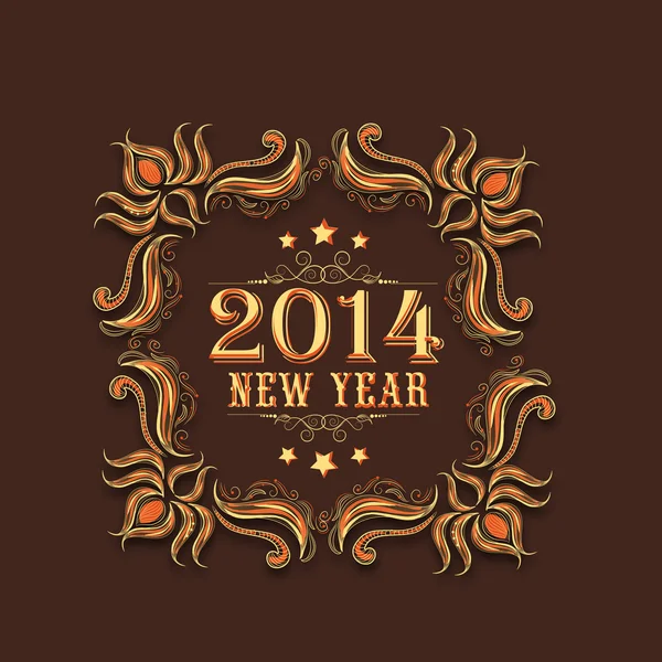 Feliz Ano Novo 2015 cartão de saudação celebração com design floral — Vetor de Stock