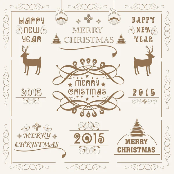 Joyeux Noël et Nouvel An 2015 célébration avec ornement . — Image vectorielle