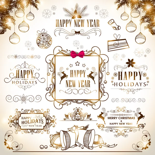 Calligraphic and typographic collection for New Year and Christmas. — Stock Vector