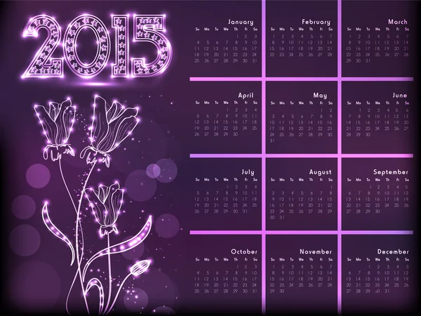 Año Nuevo 2015 calendario de diseño . — Archivo Imágenes Vectoriales