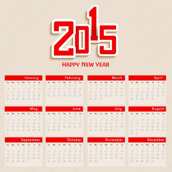 2015 diseño del calendario . — Vector de stock