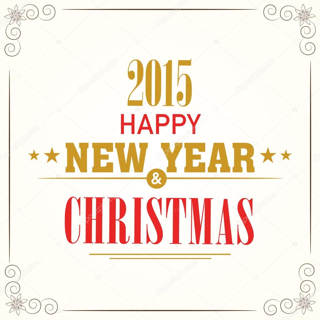 Happy New Year and Merry Christmas celebration greeting card.