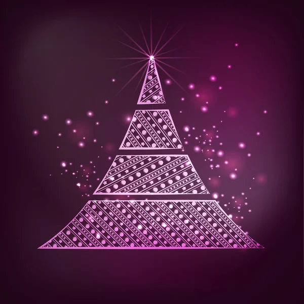 God julfirande med snygg Xmas tree design. — Stock vektor