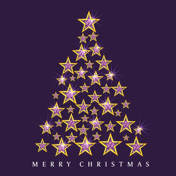 星星装饰圣诞树圣诞庆祝活动. — 图库矢量图片
